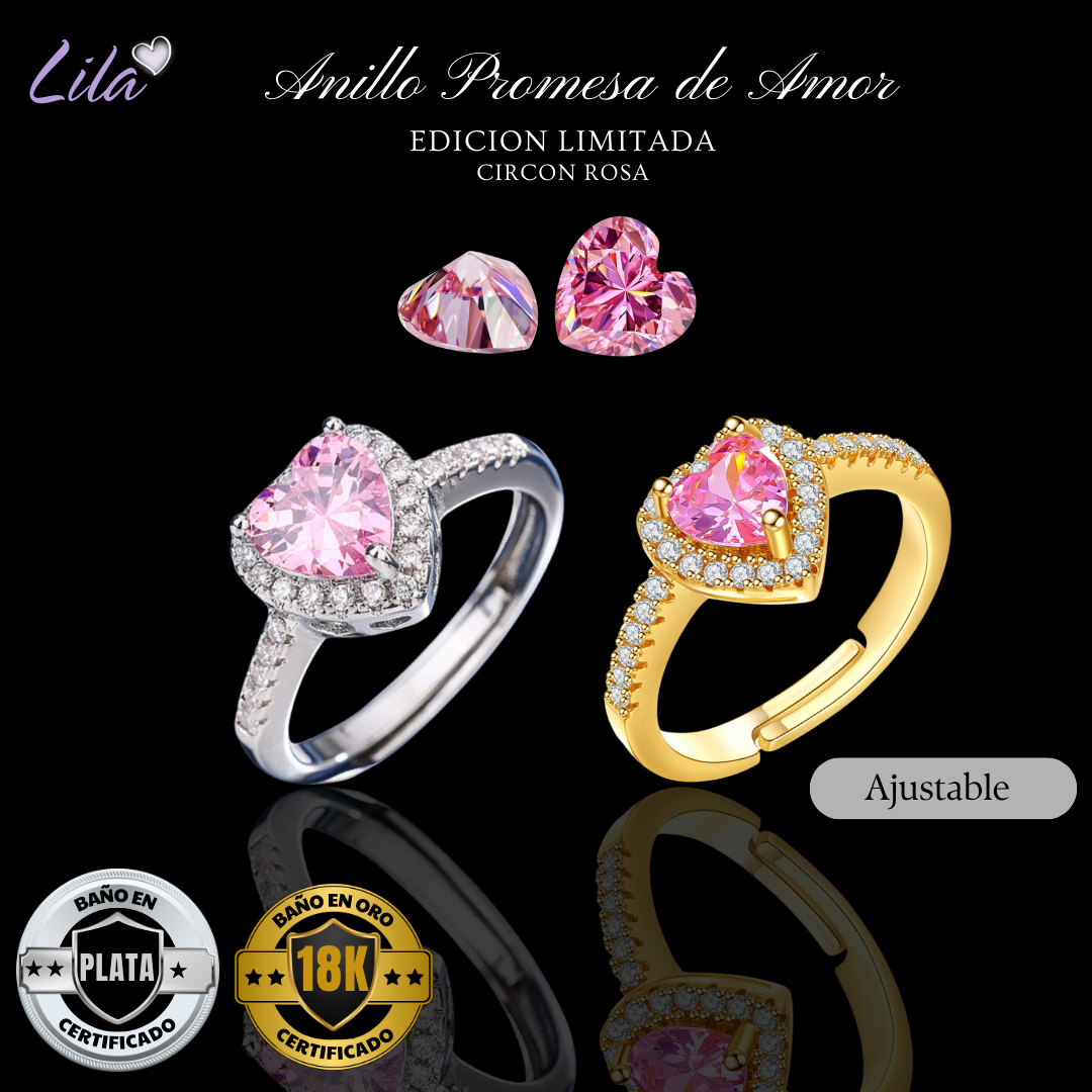 ❤️Set Anillo promesa de amor❤️ Baño Plata