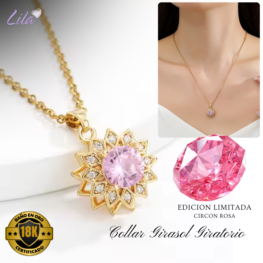 🌻Collar Girasol giratorio🌻Baño oro 18k