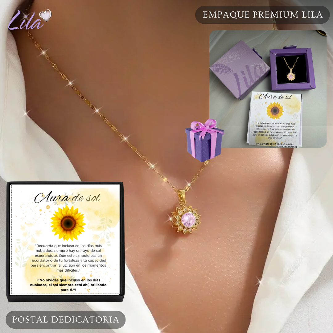 🌻Collar Girasol giratorio🌻Baño oro 18k
