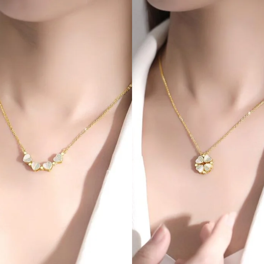 🔥Últimos🔥Collar Trébol corazones 2 en 1 *Baño oro 18k*