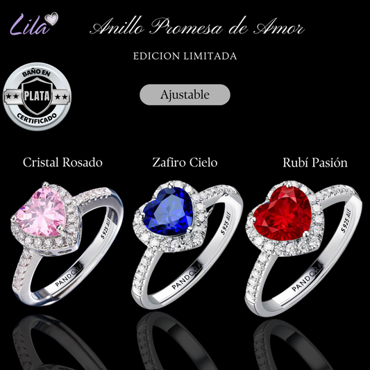 ❤️Set Anillo promesa de amor❤️ Baño Plata/Oro