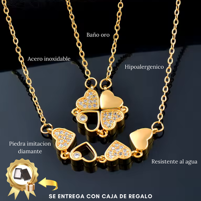 🔥Últimos🔥Collar Trébol corazones 2 en 1 *Baño oro 18k*