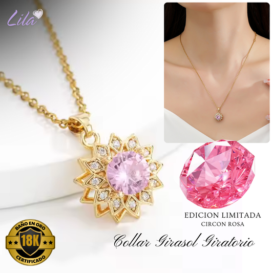 🌻Collar  Girasol giratorio🌻Baño oro 18k
