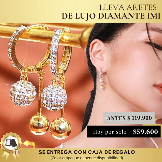 🔥Últimos🔥Aretes de lujo Imitación diamante "Baño Oro"*